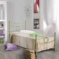 Letto in ferro singolo con pediera Verde CONCA 92x208x h117 cm