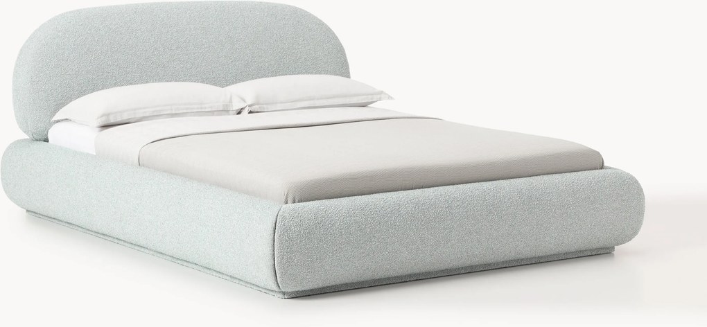 Letto imbottito in bouclé con contenitore Alba