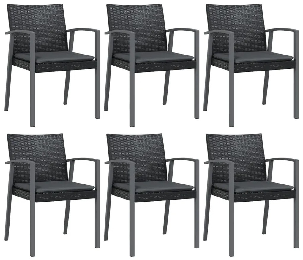 Set pranzo da giardino 7 pz con cuscini in polyrattan e acciaio