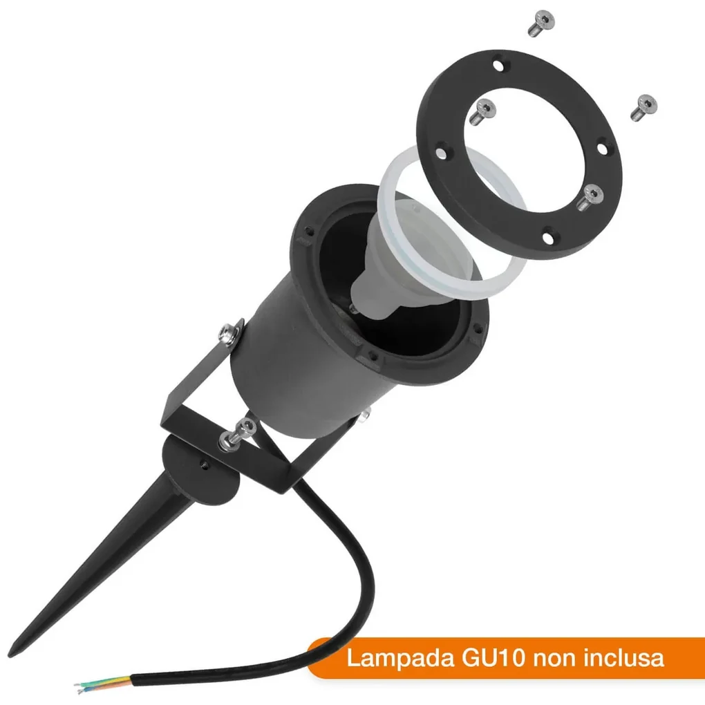 INNOVATE Faretto LED Da Giardino Con Picchetto – IP65, Orientabile, GU10, 230V, Nero, Ideale Per Vialetti E Alberi
