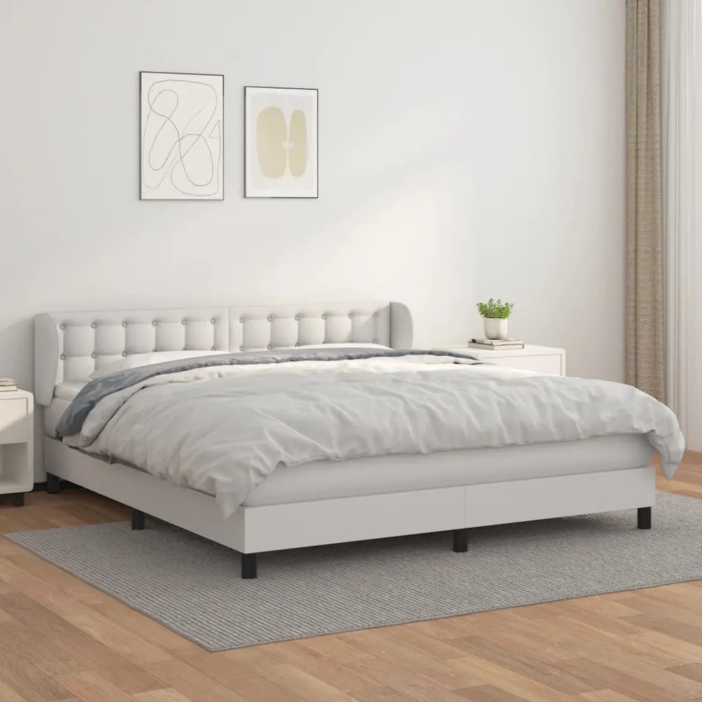 Giroletto A Molle Con Materasso Bianco 160x200 Cm İn Similpelle /
