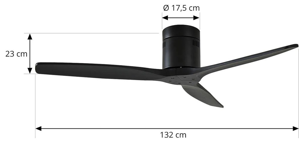 Lucande ventilatore da soffitto Vindur, nero, DC, silenzioso, 132 cm Vindur, Nero, Camera da letto, Metallo, Moderno
