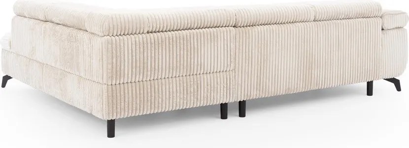 Divano angolare color crema (con penisola a destra/a L) con rivestimento in velluto a coste Marbeya – Ropez