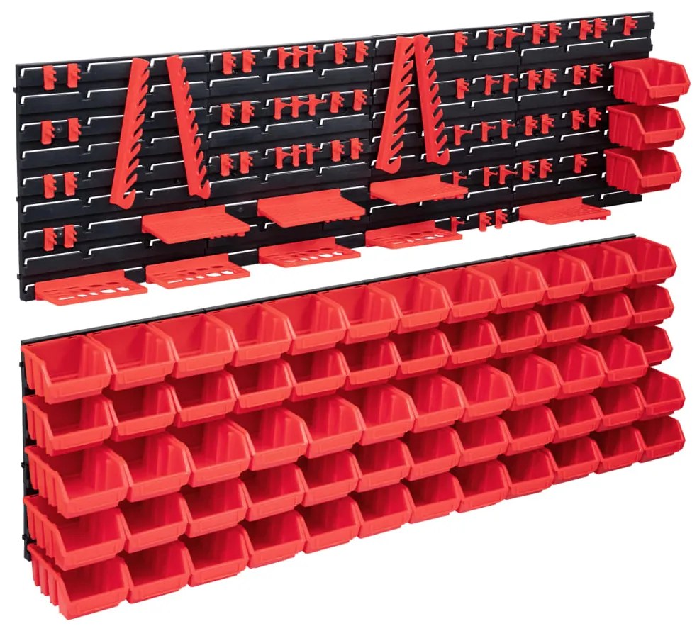 Kit Contenitori 141 Pz Con Pannelli A Parete Rosso E Nero /