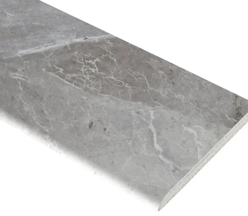 Piastrella battiscopa in porcellana grigio lucido L 60 x H 10 cm x Sp 9 mm