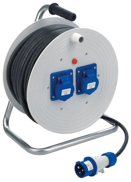 Avvolgicavo 25m cavo H07RN-F 3G2.5 mm² 2 prese, presa CEE 2P+T, spina CEE 2P+T per il cantiere