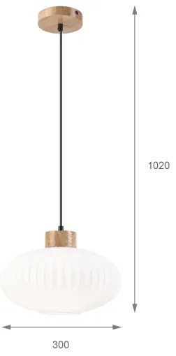 Lampadario a sospensione con filo HARMONY 1xE27/15W/230V diametro 30 cm bianco/quercia