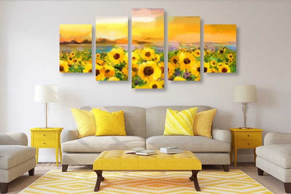 Quadri 5 pezzi – Campo di girasoli