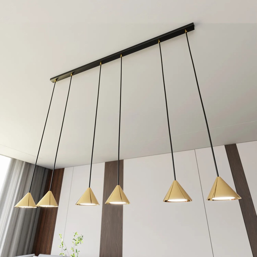 Sospensione Minimal Skadi 6 Luci In Acciaio Oro
