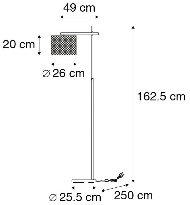 Lampada da terra industriale nera - Drum Mesh