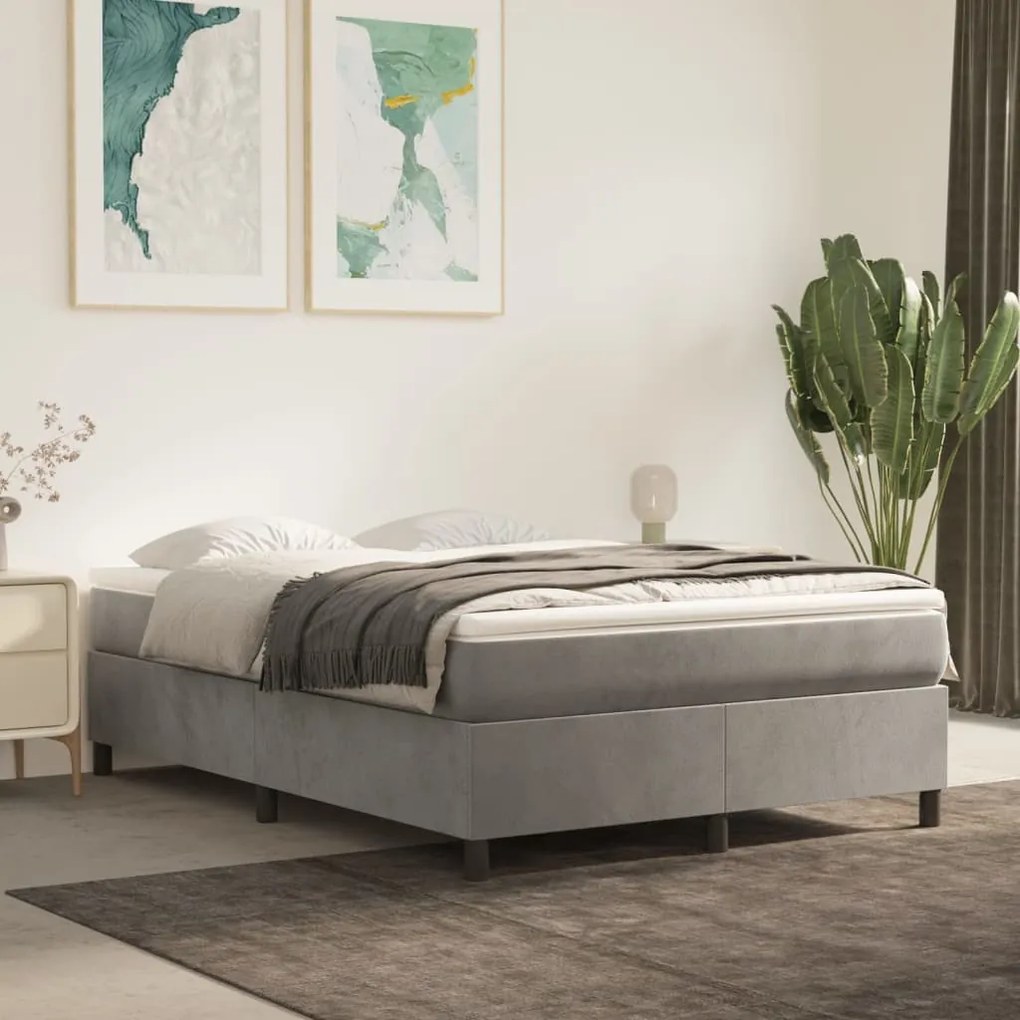 Giroletto Senza Materasso Grigio Chiaro 140x190 Cm Velluto /