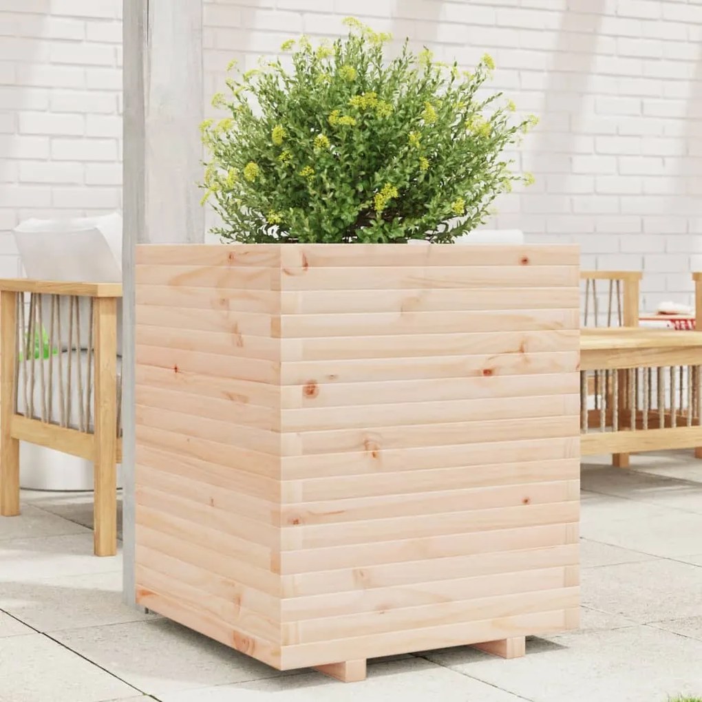 Fioriera Da Giardino 60x60x72 Cm İn Legno Massello Di Pino /