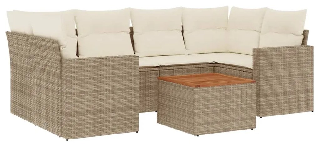 Set divani da giardino 7 pz con cuscini beige in polyrattan