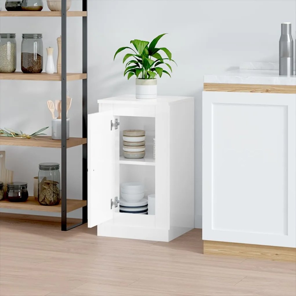 Credenza bianco lucido 37,5x35,5x67,5 cm in legno multistrato