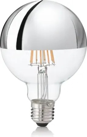 Lampadina attacco e27 in vetro globo cromo 8 w 930 lm 3000 k d095