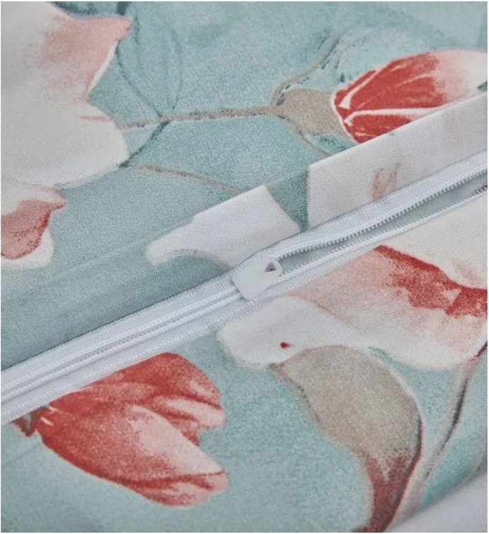 Set copripiumino e federa turchese in microsatinato per letto singolo 3 pezzi 140x200 cm Selma – My House