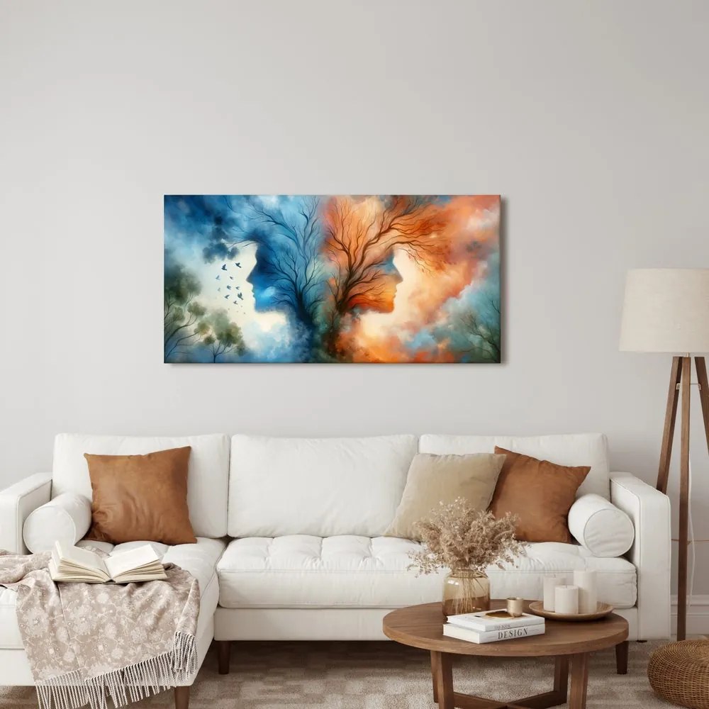 Quadro su tela – Volti nelle chiome degli alberi