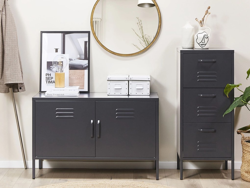 Credenza metallo nero 40 x 100 cm URIA Beliani