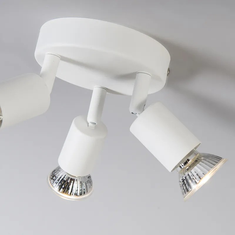 Faretto moderno bianco orientabile rotondo 3 luci - Jeany