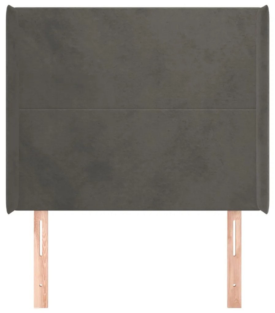 Testiera ad orecchio grigio scuro 93x16x118/128 cm in velluto