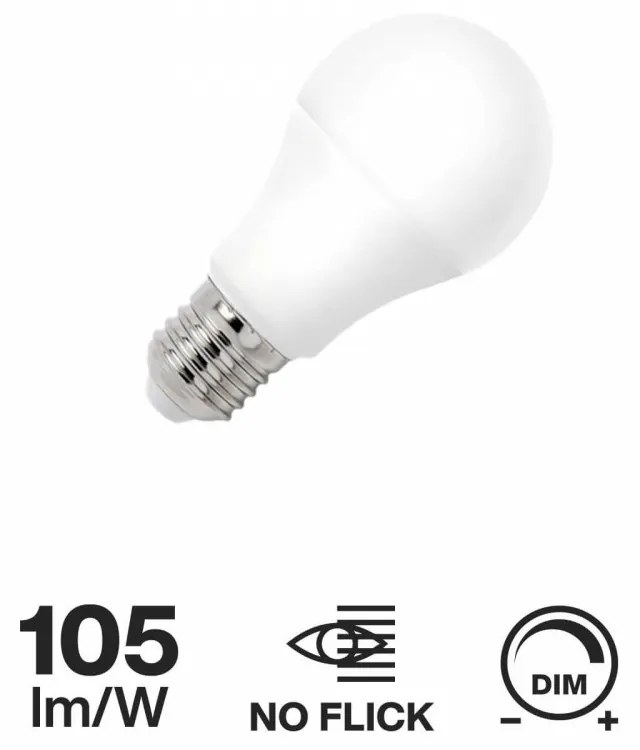 Lampada LED E27 12W, A60, 105lm/W - Dimmerabile Colore  Bianco Caldo 2.700K