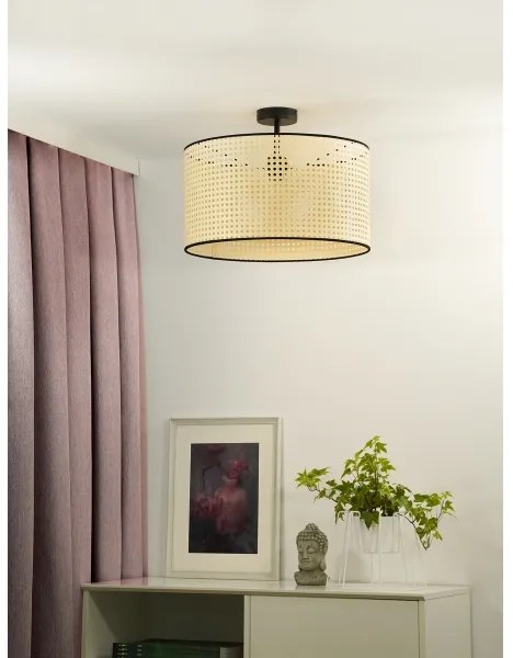 Duolla - Lampadario a plafone ROLLER RATTAN 1xE27/15W/230V diametro 45 cm beige/nero