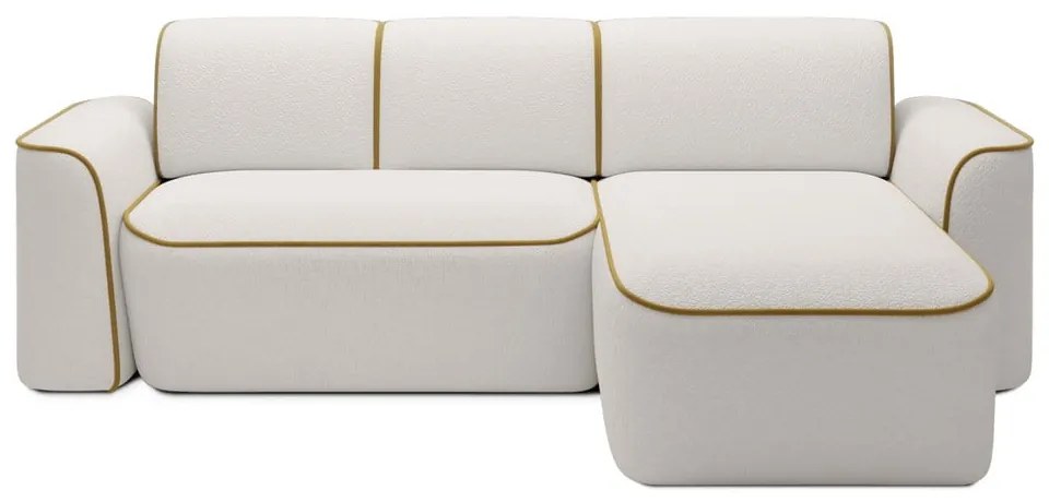 Divano angolare giallo/color crema (con penisola a destra/con chaise lounge) e rivestimento in bouclé Ume – ELTAP