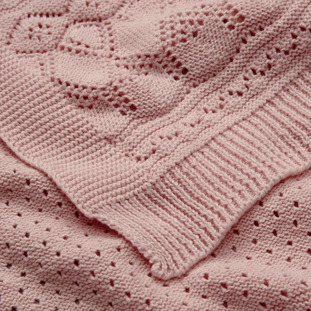 Coperta per bambini rosa polveroso in cotone organico lavorata a maglia 80x100 cm Sorbet – Cam Cam Copenhagen