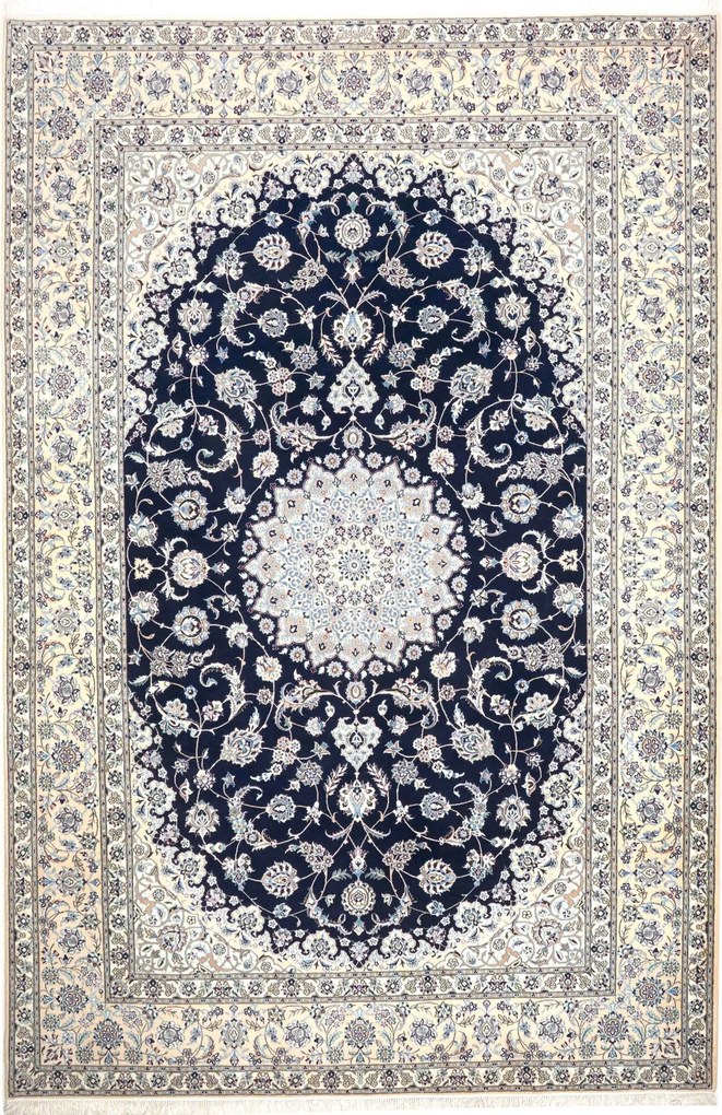 Nain Tappeto persiano 320 x 210 Blu (Iran) Annodato A Mano