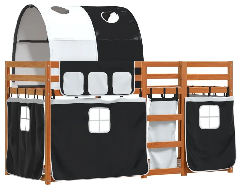 Letto a castello senza materasso bianco e nero 80x200cm in pino