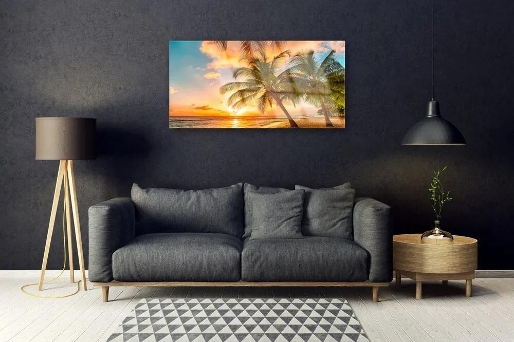 Quadro acrilico Paesaggio del mare della palma 100x50 cm
