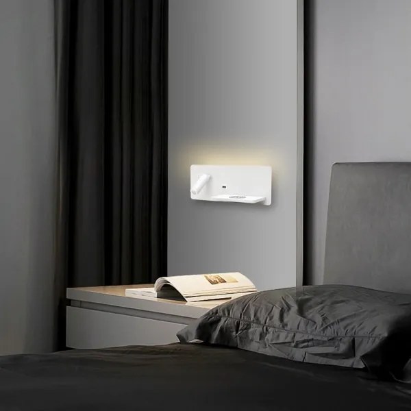 Immax 08285L-LED Applique con ripiano, USB e ricarica wireless LED/3W/230V + LED/3W