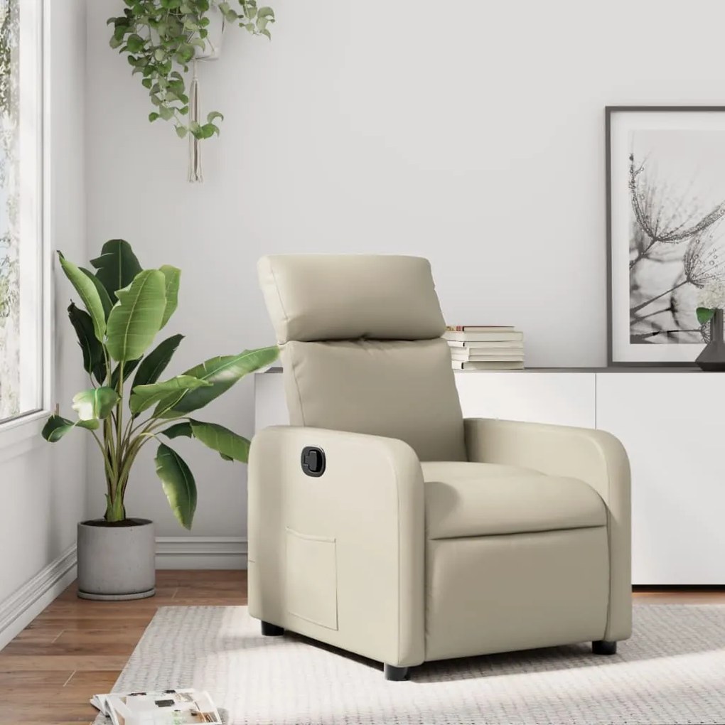 Poltrona Reclinabile Crema İn Similpelle /