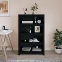 Libreria Nera 80x35x126 cm in Legno Massello di Pino cod 10039