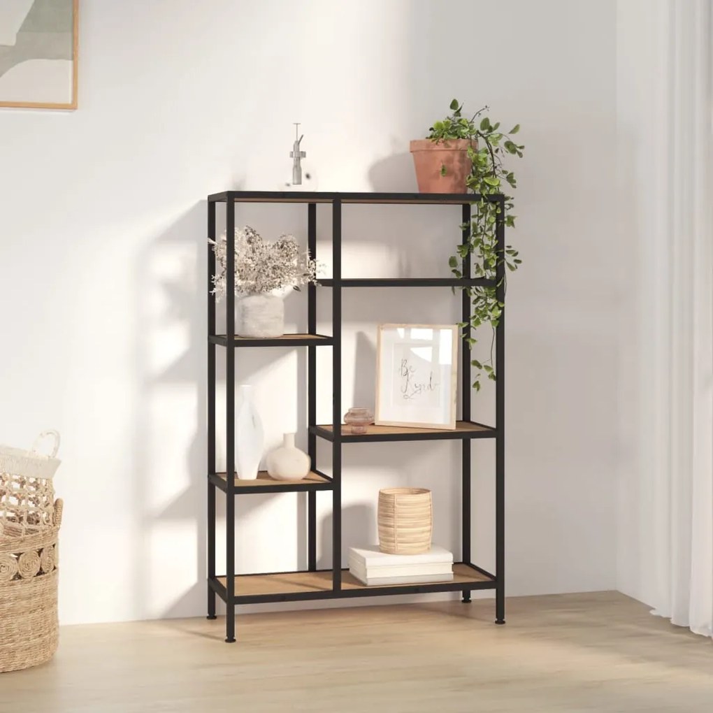 Scaffale Per Libri 80x30x120 Cm Acciaio E Legno Multistrato /