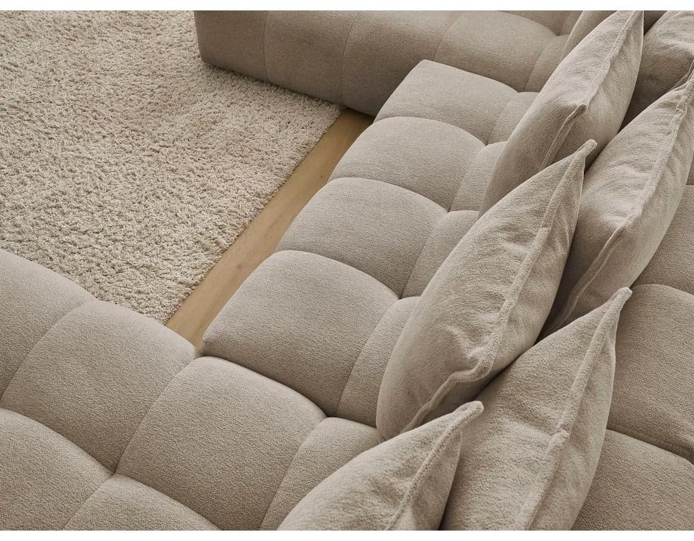 Divano angolare grigio tortora allungabile e con contenitore (penisola a sinistra/a U) con rivestimento in ciniglia Everest – Bobochic Paris