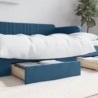 Cassetti da Letto 2pz Blu in Legno Multistrato e Vellutocod mxl 78772