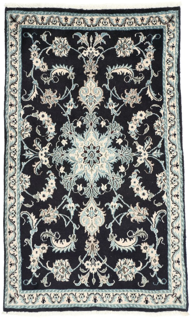 Nain Tappeto 150x100 Blu (Iran) Annodato A Mano
