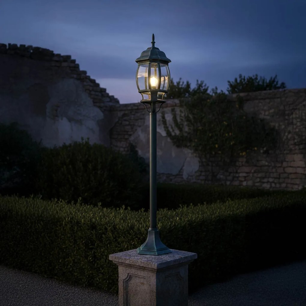 Lampione Storico Lanterna 110cm E27 IP54 Verde Anticato - Serie BELLINI