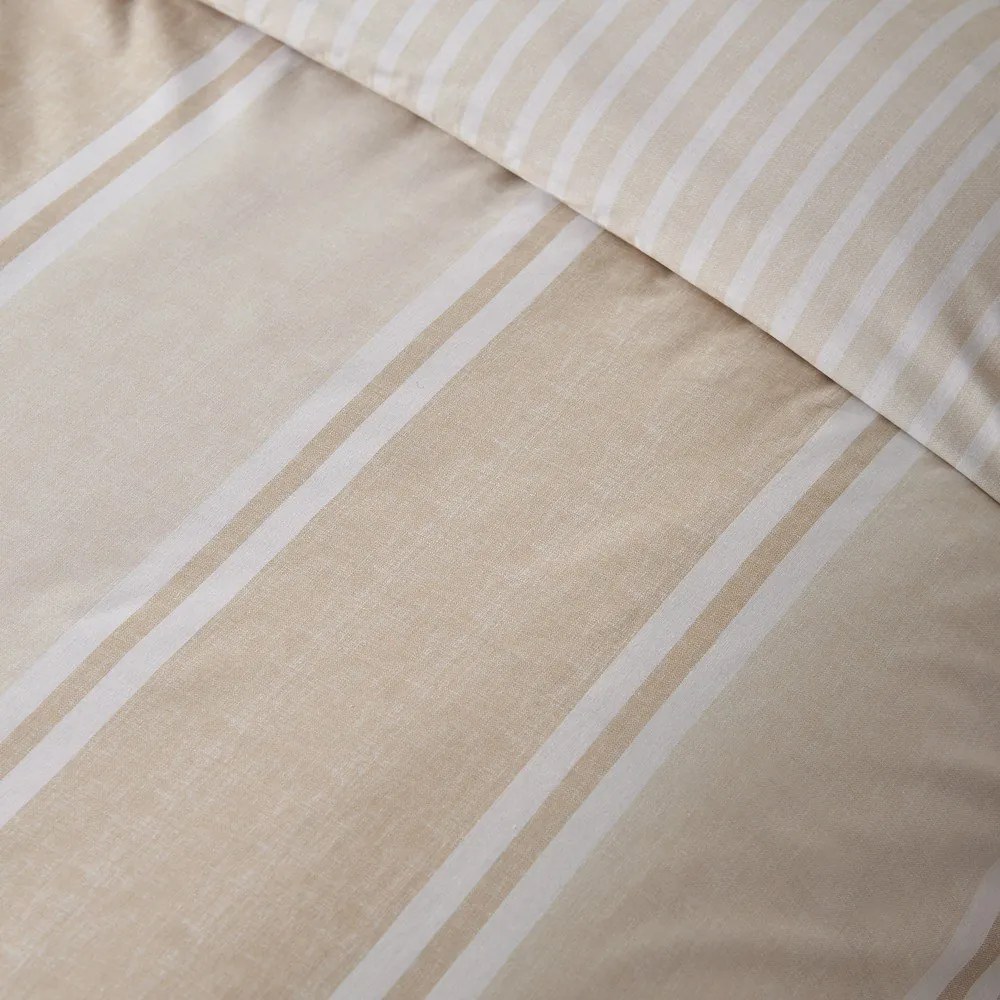 Set copripiumino e federa beige per letto matrimoniale 3 pezzi 200x200 cm Banded Stripe – Catherine Lansfield