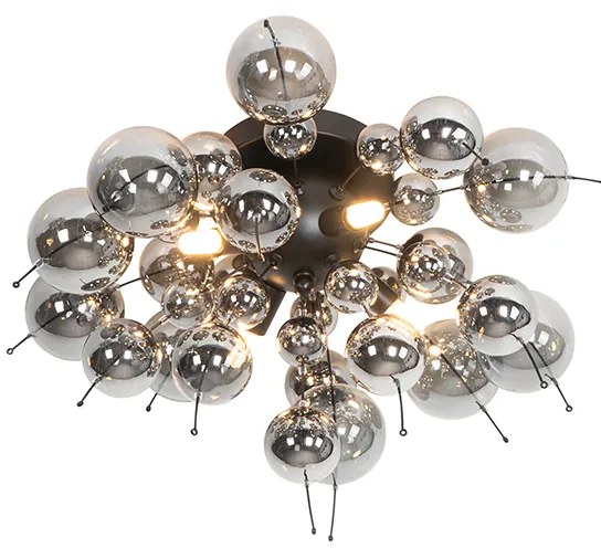 Lampada da soffitto di design nera con vetro fumé a 4 luci - Explode