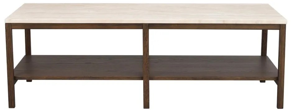 Tavolino marrone e beige con piano in pietra 140x60 cm Orwel - Rowico