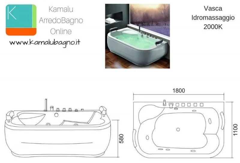 Kamalu - vasca idromassaggio con poggiatesta per 2 persone modello 2000k