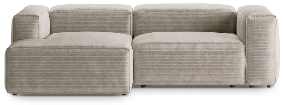 Divano angolare beige (con penisola a sinistra/con chaise lounge) con rivestimento in velluto a coste Bergamo – Cosmopolitan Design