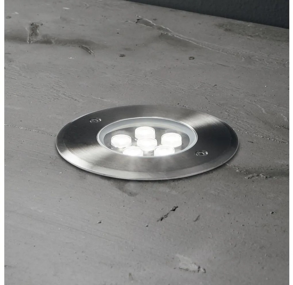 Ideal Lux - Lampada LED segnapasso FLOOR LED/6W/230V diametro 12 cm CRI 90 IP67 cromo