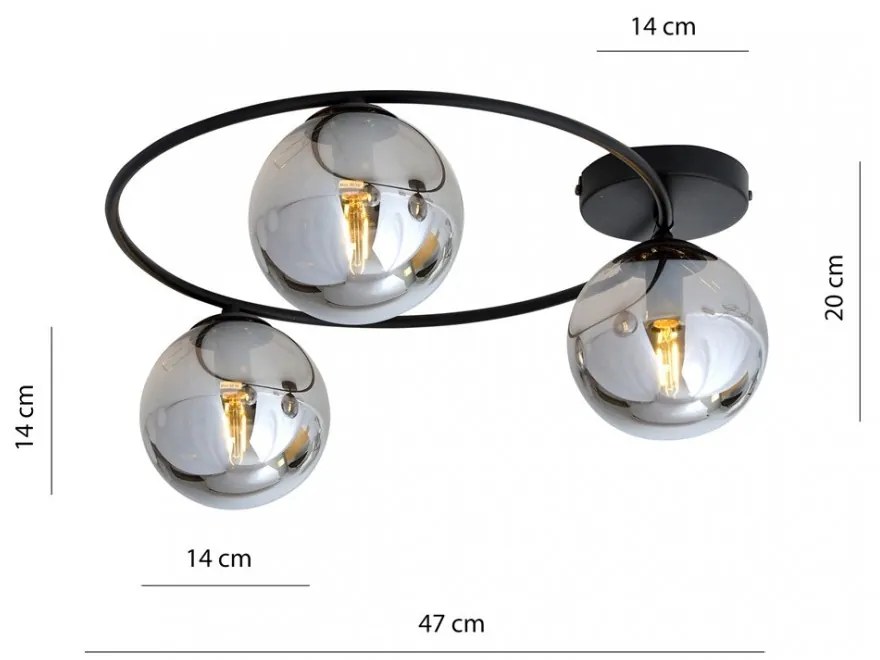 Lampada da soffitto in acciaio SOPRA 3 da interno 3xE14 Colore del corpo Nero e Grafite