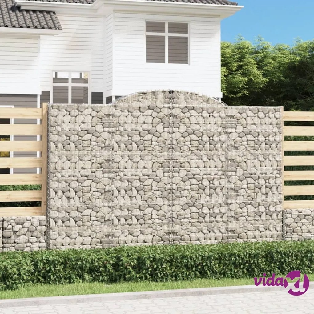 vidaXL Cesti Gabbioni ad Arco 4 pz 300x30x200/220 cm Ferro Zincato