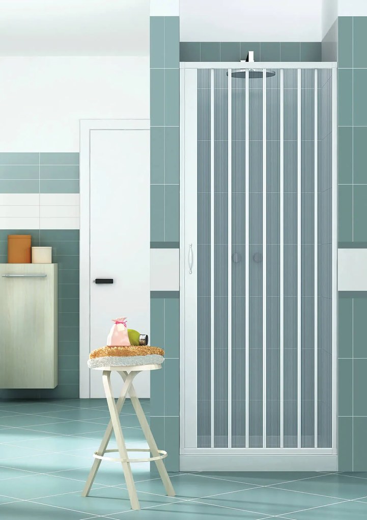 Porta Parete Doccia 90 cm 1 Anta a Soffietto in PVC H185 Caldoni Vens Bianco...