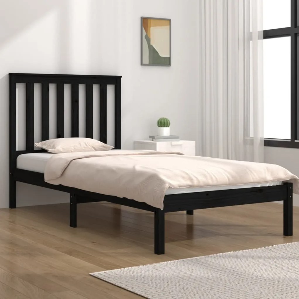 Giroletto İn Legno Massello Nero 75x190 Cm Small Single /