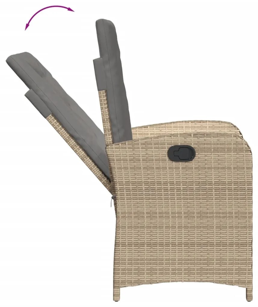 Set pranzo da giardino 7 pz con cuscini beige misto polyrattan